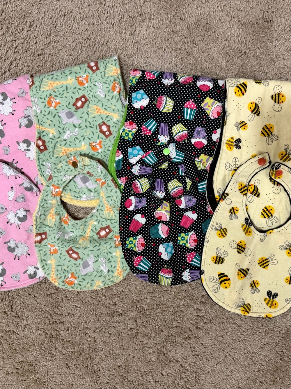 Handmade Baby Bib 4 Set - multiple Patterns